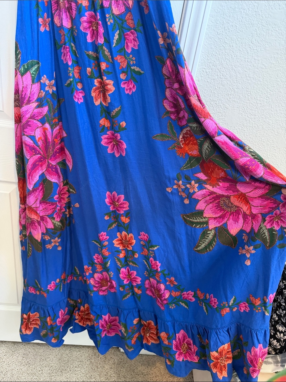 FARM Rio Blue Maxi Dress with Pink Floral Print - Picture 4 of 5